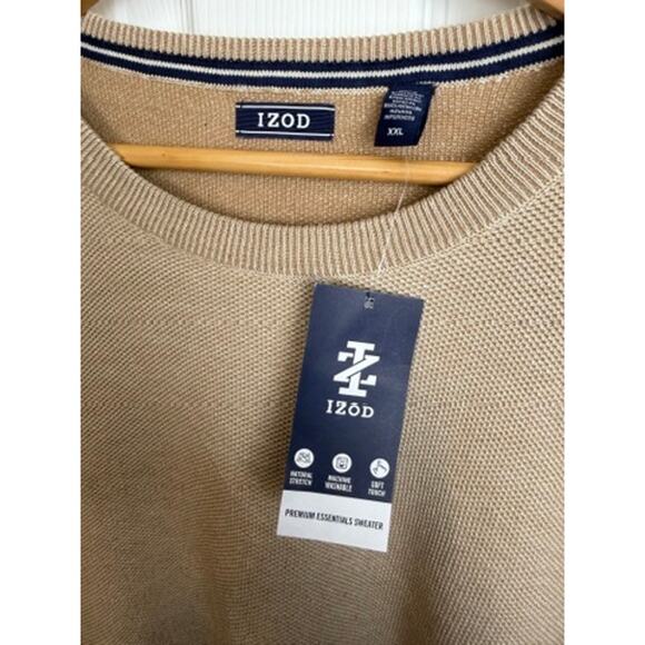 IZOD Crewneck Knit Sweater Beige XXL Normcore Preppy Classic Everyday Layering - Picture 7 of 8